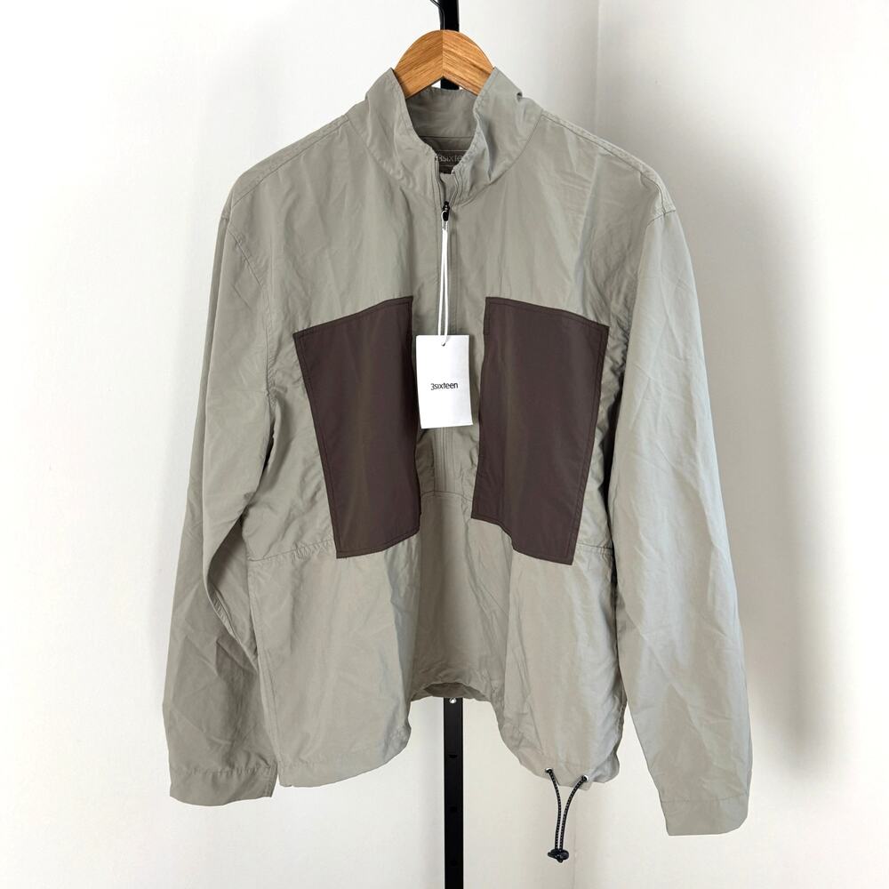 3sixteen Trail Stone Grey Brown Nylon Wind Blocker Half Zip Shirt L NEW Anorak